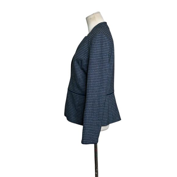 Talbots Blue Houndstooth Inverted Notch Collar Blazer Size 2 - Picture 5 of 11